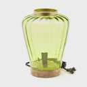 10.5" H Lila Chartreuse Green Glass Shade with a Mango Wood Block Base Accent Lamp