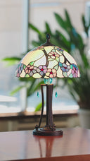 Tula 24.75" H Tiffany-style Teal Bowl Shade Stained Glass Table Lamp