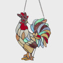 15.25"H Rusty the Rooster Stained Glass Window Panel