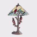 23.75"H Triple-Lit Stained Glass Cardinal Lamp