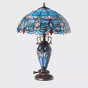 24.5" H Victorian Blue Dome Shade Double Lit Tiffany-Style Stained Glass Table Lamp