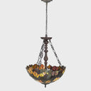 18" W Colorful Maple Victorian Multicolor Stained Glass Bowl Shade Pendant