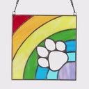 7" H Rainbow Paw Print Tiffany-Style Stained Glass Window Panel