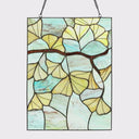 17.5"H Ginkgo Leaf Stained Glass Window Panel
