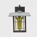 Stained Glass and Black 1-Light Outdoor Lantern Wall Sconce