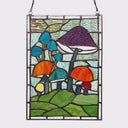 11.5"H Erin Green Mushrooms Stained Glass Window Panel