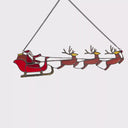 18" W Santa's Sleigh Tiffany-Style Stained Glass Window Panel