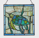 10.5"H Tommy the Green Sea Turtle Stained Glass Window Panel