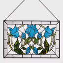 24" W Blue Floral Vine Tiffany-Style Stained Glass Window Panel