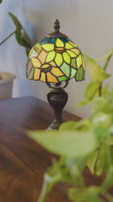 12"H Stained Glass Sunflower Blossoms Accent Table Lamp