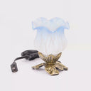 6"H Hand Painted Frosted Glass Flower Tulip Accent Lamp - Blue/White