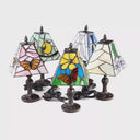 12" H Multicolor Set of Five Stained Glass Mini Accent Lamps