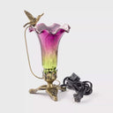 10.25"H Hand Blown Mercury Glass Hummingbird Lily Lamp
