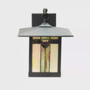 11.75"H Prairie 1-Light Stained Glass Black Outdoor Light Fixture