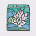 4.75" W Blue Pond Lily Stained Glass Candle Holder
