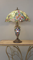 24" H Margaret Double Lit Amber Tiffany Style Stained Glass Table Lamp