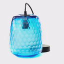 7" W Payton Retro Blue Hand Blown Glass Globe Shade Pendant Light with Hand Cut Honeycomb Design