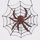 12" H Tiffany-Style Halloween Spider Web Stained Glass Window Panel