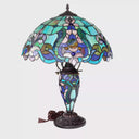 24" H Margaret Double Lit Teal Tiffany Style Stained Glass Table Lamp