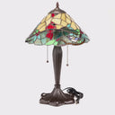 21.5" H Crimson Cardinal Tiffany-Style Stained Glass Cone Shade Candlestick Table Lamp