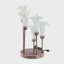19.5" H Calla Lily Bronze Base with White Glass Bell Shades Candlestick Table Lamp