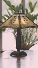 24" H Winslow Tiffany-Style Stained Glass Empire Shade Candlestick Table Lamp