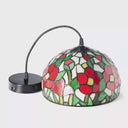 9.5" W Genevieve Red Flowers Stained Glass Dome Shade Pendant Light