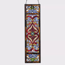 36"H Victorian Stained Glass Fleur De Lis Window Panel