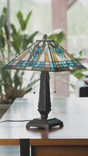 21" H Amberly Tiffany-Style Stained Glass Empire Shade Candlestick Table Lamp