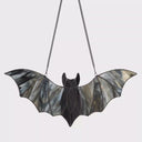 16" W Tiffany-Style Halloween Black Bat Stained Glass Window Panel