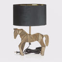 17.75 H Gold Origami Horse Base Table Lamp with Black Drum Shade - River of Goods