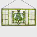 26"W Vintage Victorian Stained Glass Window Panel