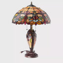24.5" H Victorian Amber Dome Shade Double Lit Tiffany-Style Stained Glass Table Lamp
