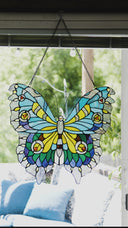 20.5"H Stained Glass Swallowtail Butterfly Window Panel