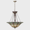 24" W Delilah Traditional Multicolor Stained Glass Bowl Shade Pendant