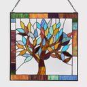 18"H Tiffany Style Stained Glass Mystical World Tree Window Panel