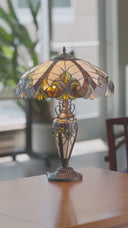 24.5"H Stained Glass Halston Double Lit Table Lamp