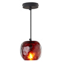 6" W Anthony Retro Red Hand-Blown Glass Globe Shade Pendant Light with Hand Cut Polka Dot Design