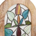 36" H Arched Geometric Floral Stained Glass Window Panel