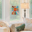 14.5"H Lila Multicolor Sunburst Stained Glass Window Panel