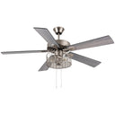 52" 5-Blade LED Industrial Satin Nickel Lighted Ceiling Fan