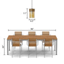 6.5" 1-Light Gold Pendant Light with Textured Glass Brown Mango Wood and Amber Glass Cylinder Shade