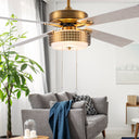 52"W Isabella Brass 4-Blade LED Ceiling Fan