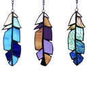 6"H Set-of-3 Virtues of a Feather Stained Glass Window Panel Accents