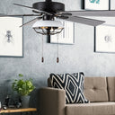 52" 5-Blade LED Metal Lantern Lighted Ceiling Fan