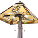 24" H Winslow Tiffany-Style Stained Glass Empire Shade Candlestick Table Lamp - Close up lit