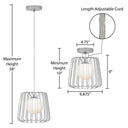 9.875"W Lucai Caged Globe Shade Pendant Light