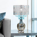 21.75"H Jeweled Metal Shade with Mosaic Base Table Lamp