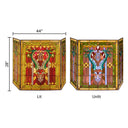 28"H Stained Glass Fleur de Lis Fireplace Screen