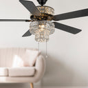 52"W LED Silver Punched Metal and Clear Crystal Ceiling Fan